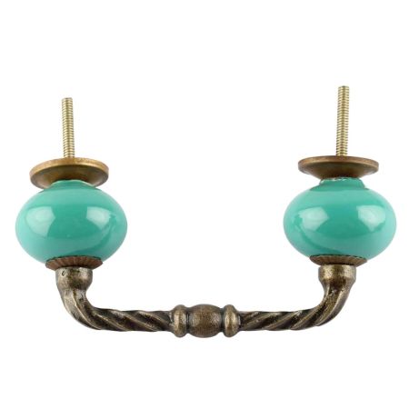 Neon Sea Green Ceramic Cut Bridge Handles